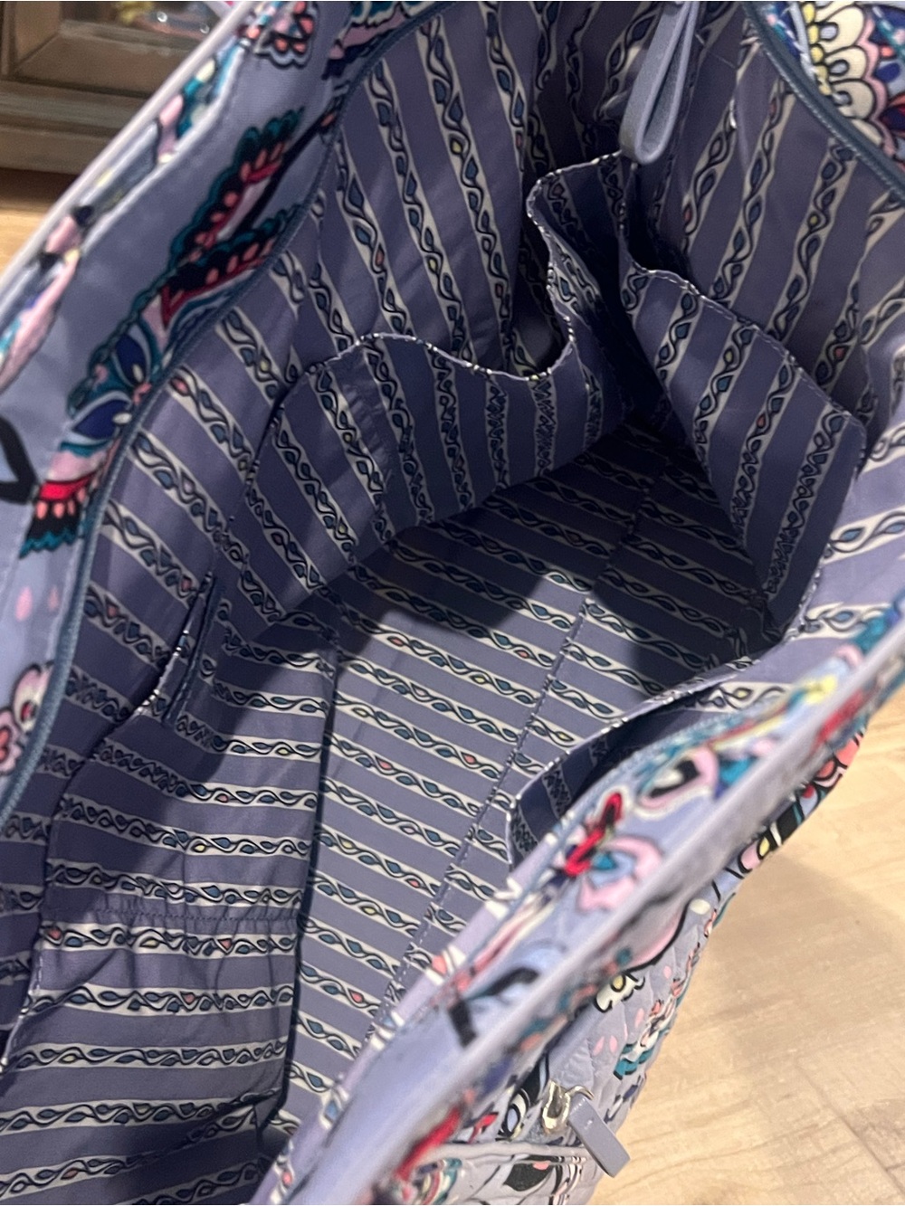 Vera Bradley Quilted Paisley Travel Tote in Light Blue with Teal & Pink Accents - Picture 7 of 8
